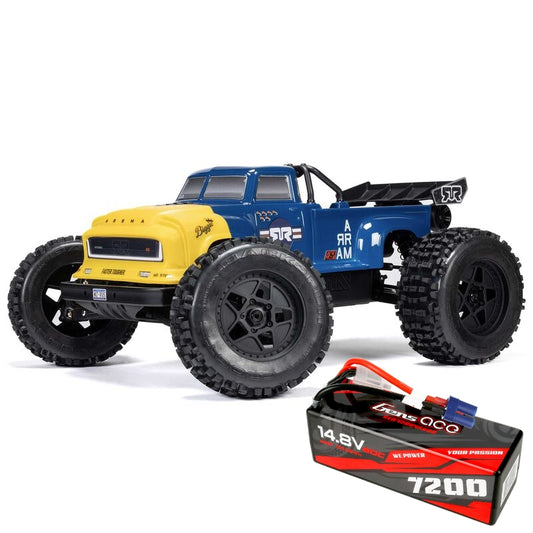 1/8 NOTORIOUS 6S V6 4X4 BLX Brushless Stunt Truck RTR, Blue plus Gens Ace