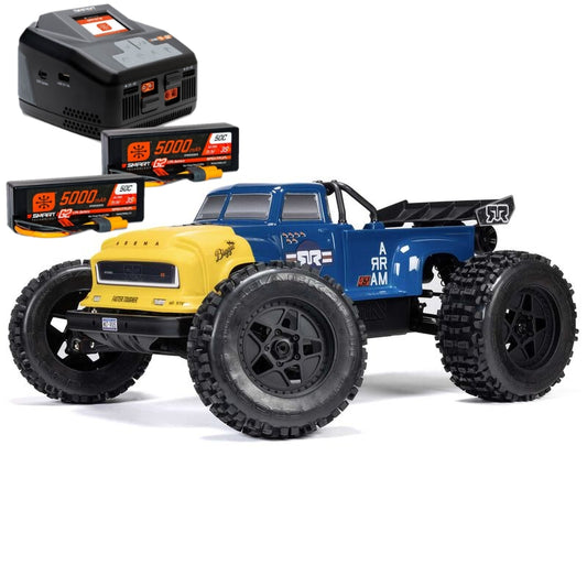 1/8 NOTORIOUS 6S V6 4X4 BLX Brushless Stunt Truck RTR, Blue + Smart Powerstage