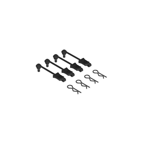 AR390165 Body Clip/Pin with Retainer 1/10 Scale Black (4) by ARRMA