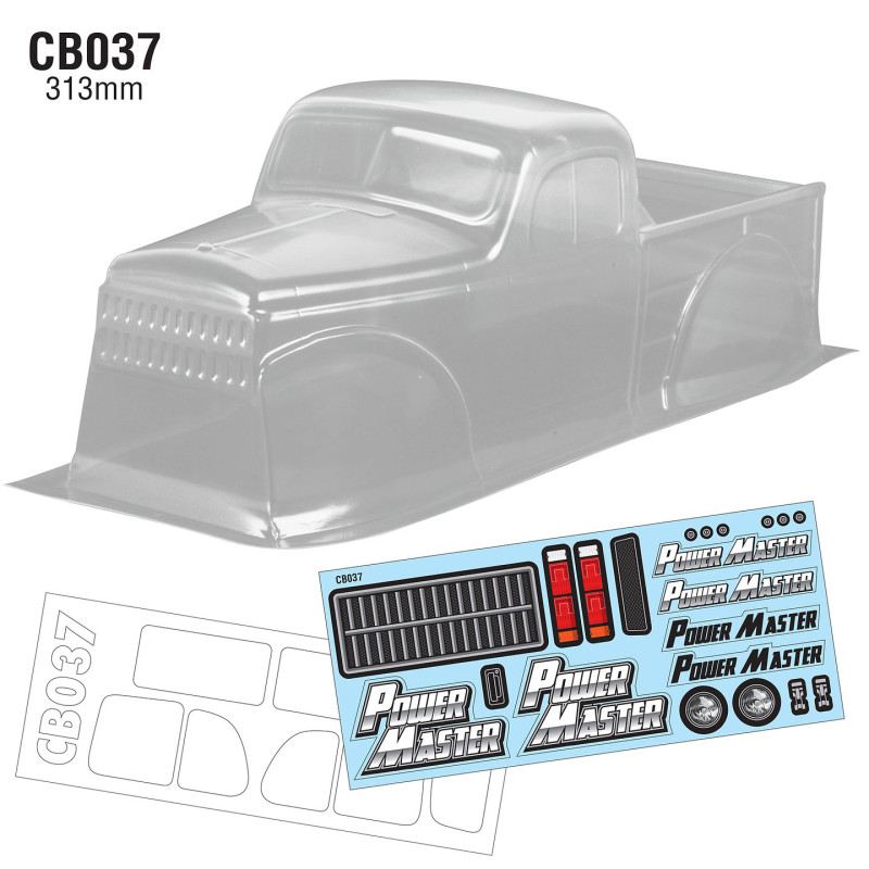 Team C 1/10 Power Master Crawler Body Clear, 313mm WB, 145mm Wide