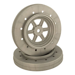 DE Racing Gambler Drag Front  Wheels for Accelerator Tyres / SILVER (4pc) 1.9/3.