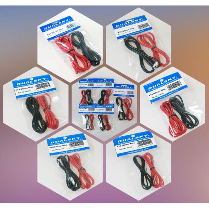 Dual Sky 11AWG flexible silicon wire, red x 1m, black x 1m