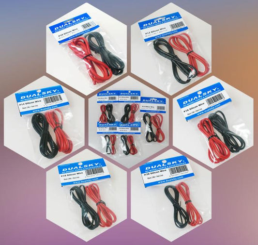 Dual Sky 14AWG silicon wire, red x 1m, black x 1m