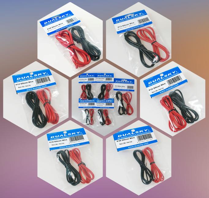 Dual Sky 16AWG silicon wire, red x 1m, black x 1m