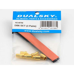 Dual Sky DB6 SET Motor Bullet Plug Male/Female (3 pairs w/ shrink tube), D = 6.0