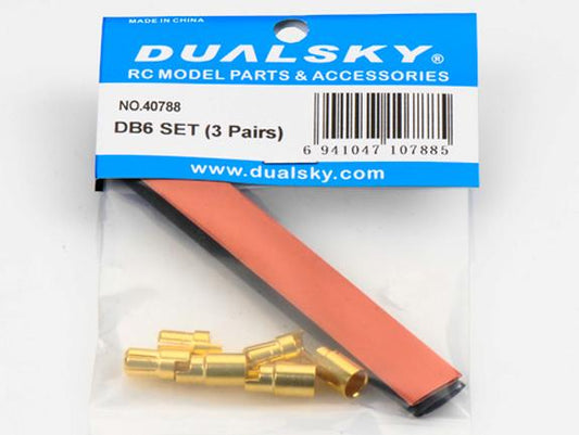 Dual Sky DB6 SET Motor Bullet Plug Male/Female (3 pairs w/ shrink tube), D =