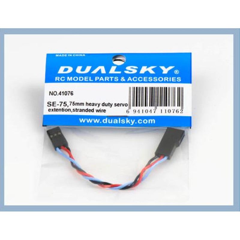 Dual Sky Dualsky Servo Extension Lead, 75mm, Heavy Duty Twisted suit JR, Futaba,