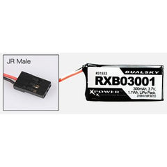 Dual Sky RXB03001 300mah 1S 3.7v 25C LiPo DLG Receiver Battery with Servo Connec