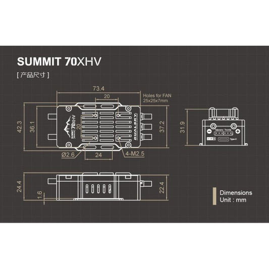 Dual Sky SUMMIT 70XHV 70Amp 5-14S Brushless Aircraft ESC