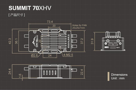 Dual Sky SUMMIT 70XHV 70Amp 5-14S Brushless Aircraft ESC