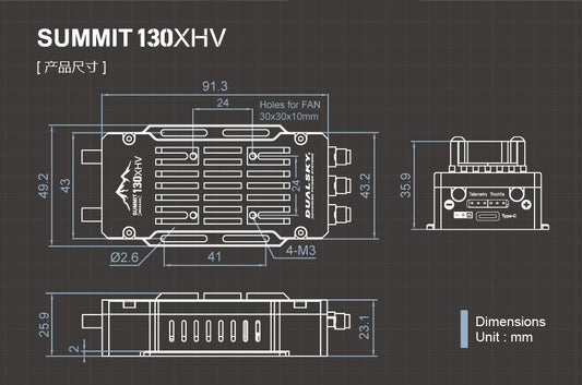 Dual Sky SUMMIT 130XHV 130Amp 5-14S Brushless Aircraft ESC