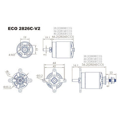 Dual Sky ECO V2 2826C 850kv 720w 30E Brushless Outrunner Motor 167g 12x7 - 15x8E