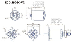 Dual Sky ECO 2826C 850kv 720w 30E Brushless Outrunner Motor 167g 12x7 - 15x8E