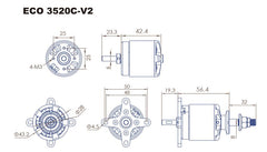 Dual Sky ECO 3520C 820kv 1040w 40E Brushless Outrunner Motor 210g 13x8 - 15x6E