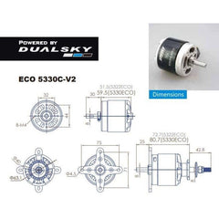 Dual Sky ECO V2 5330C 280kv 3200w Brushless Outrunner Motor 640g 20x13E 22x10E 8