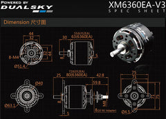 Dual Sky XM6360EA-19 V3 220kv 3800w Brushless Out Runner Motor 635g 10S Prop