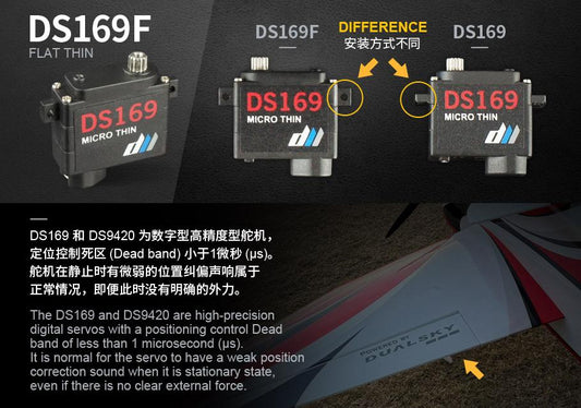 Dual Sky DS169F Micro Flat Thin Metal Gear 2.8kg, 0.06sec HV 7.4v Servo 9g