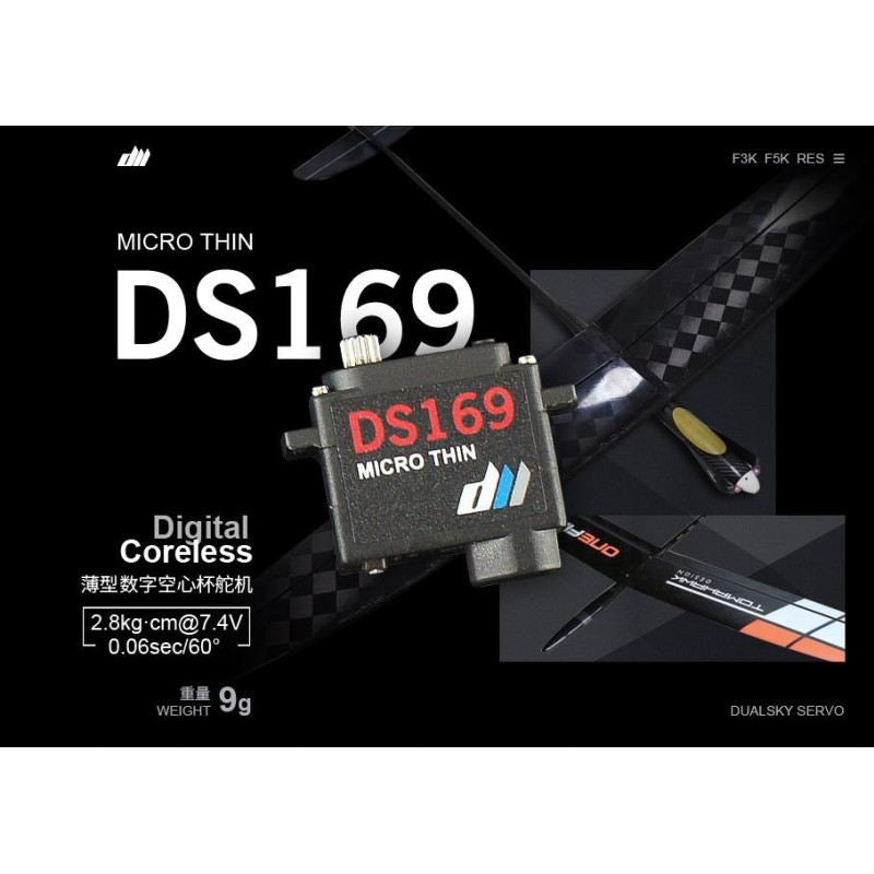 Dual Sky DS169 Micro Thin Metal Gear 2.8kg, 0.06sec HV 7.4v Servo 9g 23.5x8.5x24