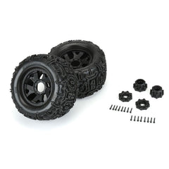 Duratrax Warthog 3.8"" All Terrain Tires Mounted on Ripper Black 8x32 Removable