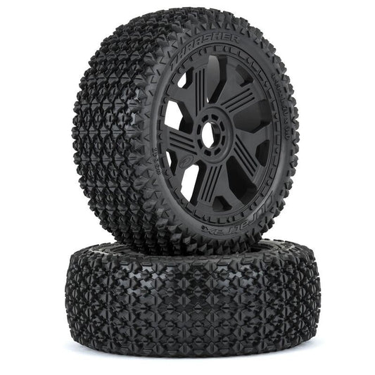Duratrax Thrasher Off-Road 1:8 Buggy Tires Mounted on Black Ripper 17mm Wheels (