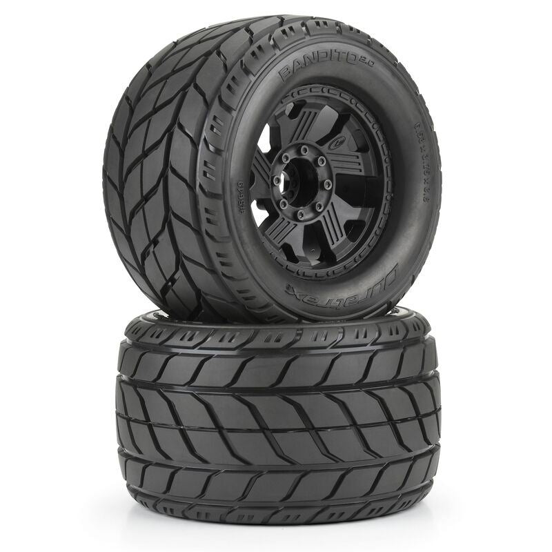 Duratrax Bandito 2.0 3.8" All Terrain Tires Mounted on Ripper Black 8x32 Removab