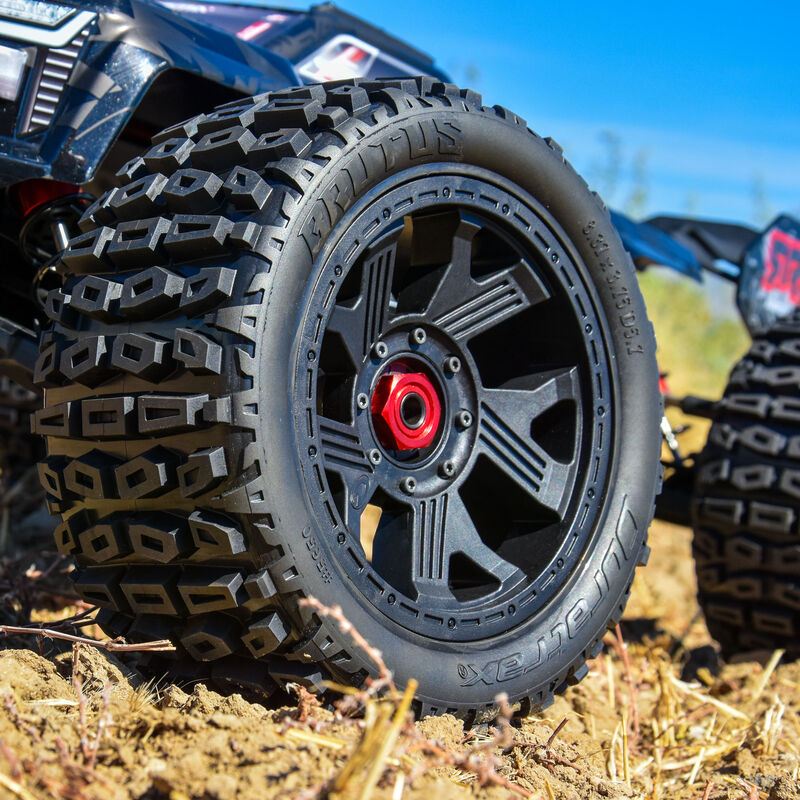 Duratrax 1/6 Brutus F/R 5.7" Monster Truck Tires MTD 24mm Black Ripper (2)
