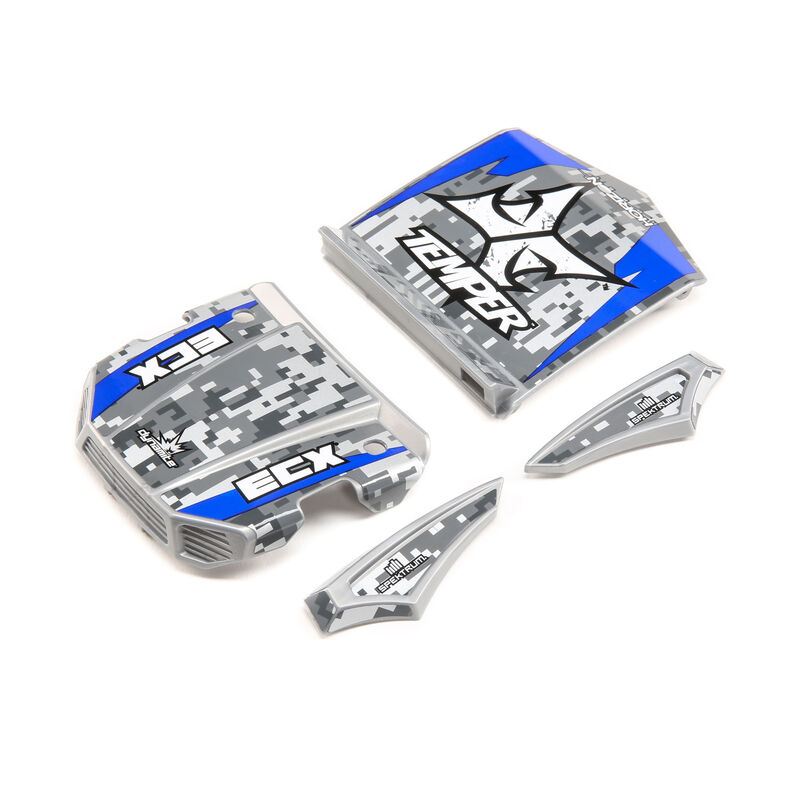 ECX Body Set, Grey/Blue: 1:18 4WD Temper Gen 2