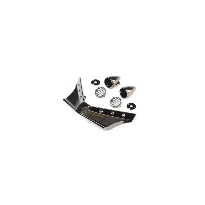 ECX FR Bumper and Headlights, BLKChrome: 1.9 Doomsday