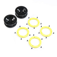 ECX FR/RR Wheel with Beadlock, Black/Yellow: Temper G2