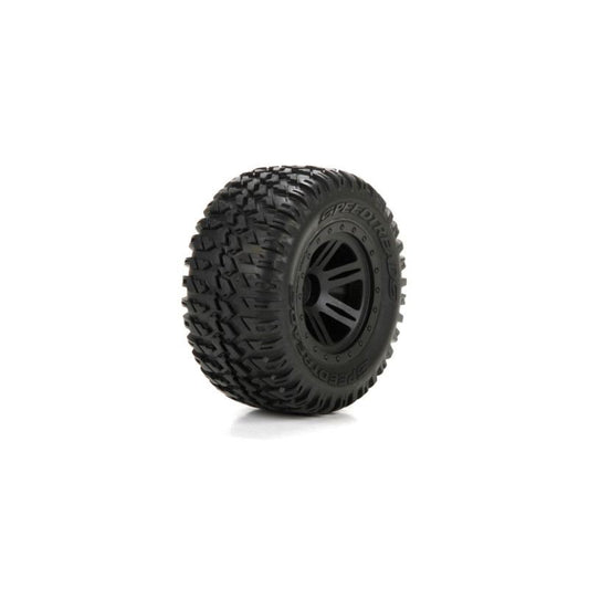 FR/R Tire,Prmnt,Blk Wheel (2):1:10 AMP MT/DB (Replaces ECX43005)
