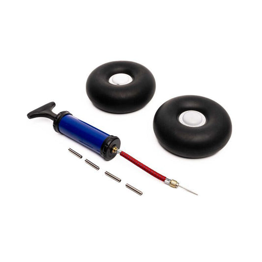 Inflatable Tundra Tire and Beadlock Wheel Set w/Pump, 5.5" (140mm) Fits Draco 2.
