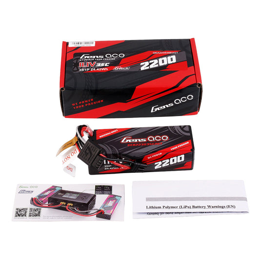 Gens Ace 2200 3S 11.1v 35C Hardcase Lipo Battery with ICE2 for Brushless Grom