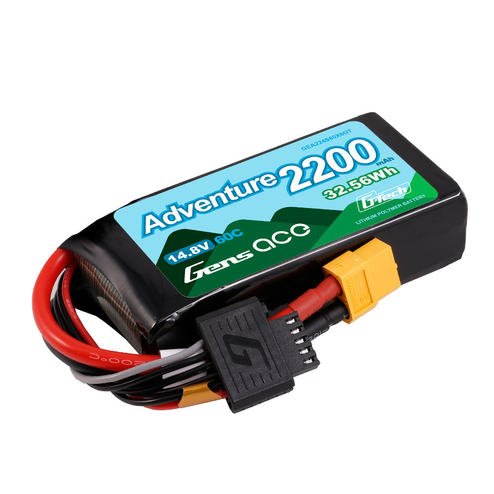 Gens Ace Adventure 2200mAh 4S 14.8v 60C Lipo Battery Pack 91.6c43x23.6mm 204g