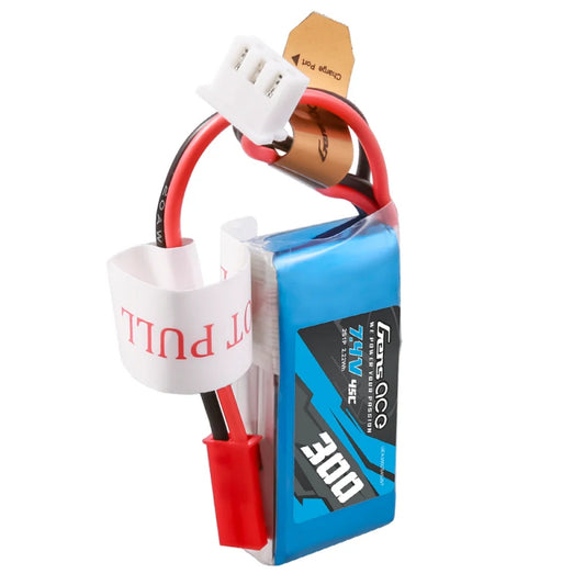 Gens Ace 300mAh 2S 7.4v 45C Lipo Battery with JST Plug and XH Balance 40x20x12mm