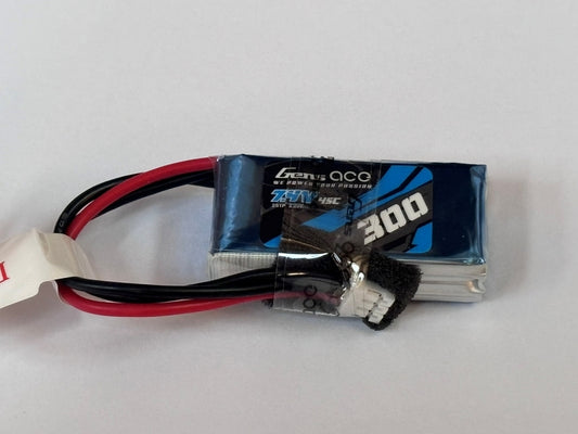 Gens Ace 300mAh 2S 7.4v 45C Lipo Battery With 3 Pin PH Plug, Replaces