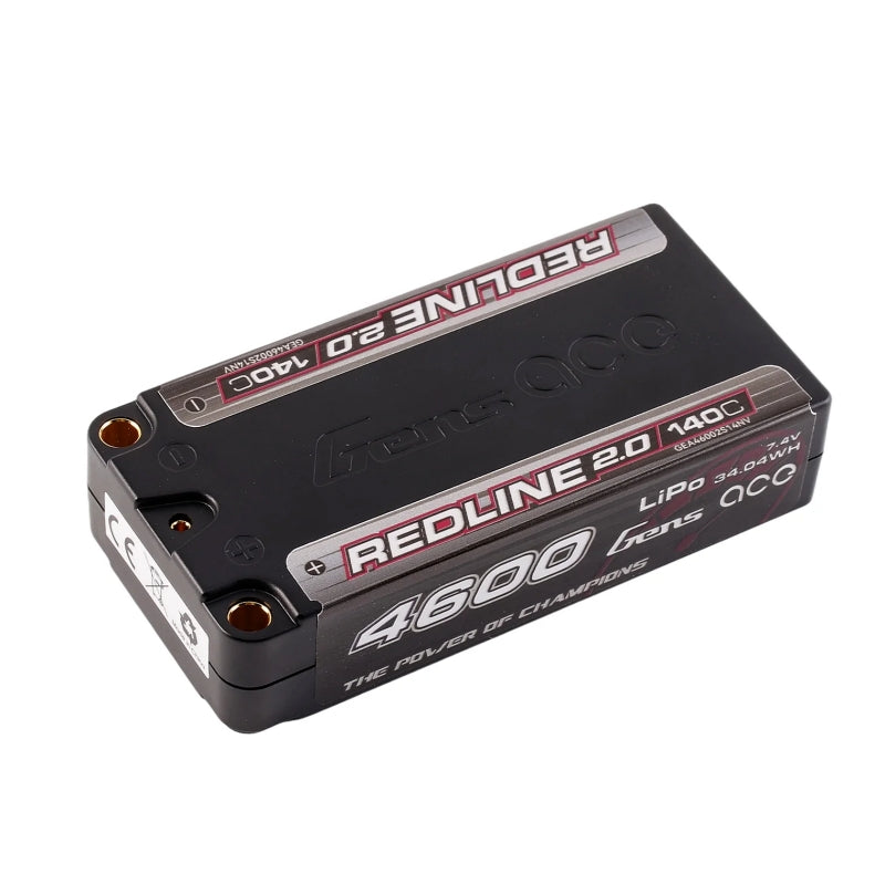 Gens ace Redline 2.0 4600mAh 2S 140C 7.4V HardCase 64# Lipo Battery with 5.0mm