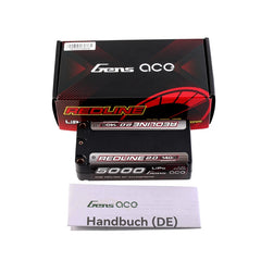 Gens Ace Redline 2.0 5000mAh 2S 140C 7.4V HardCase 63# Shorty Lipo Battery with