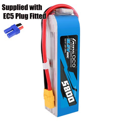 Gens ace 5800mAh 60C 18.5V 5S1P Lipo Battery Pack with EC5 Plug 669g Suitable