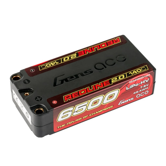 Gens Ace Redline 2.0 6500mAh 2S 140C 7.6V HV Shorty Lipo Battery with 5.0mm