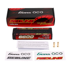 Gens Ace Redline 2.0 6600mAh 2S1P 7.6V 140C HardCase HV Lipo Battery Pack with