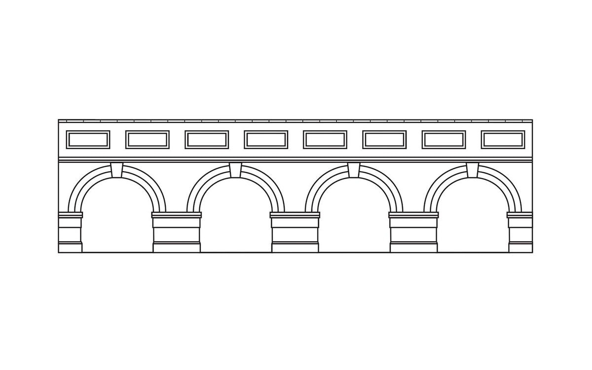 Hornby Low Lev. Arch. Retain.Wall-Blu