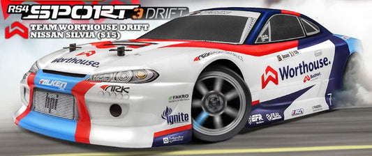 HPI 1/10 RS4 Drift Nissan w/b&c