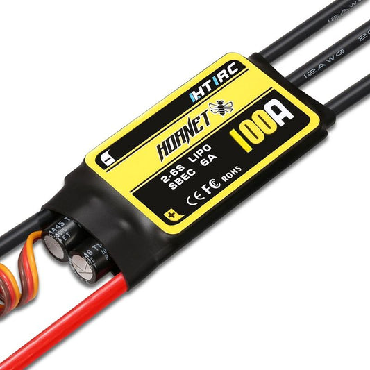 HTIRC #H-100A Hornet 100A Aircraft ESC, Burst 120/100A 2-6Lipo 5-18NC 5v/6A BEC