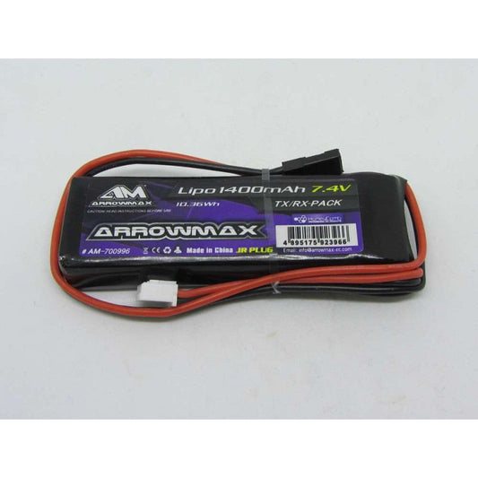 Arrowmax Lipo 1400mAh 7.4V Receiver RX Pack GP (JR Plug) 65g 78x25x16mm