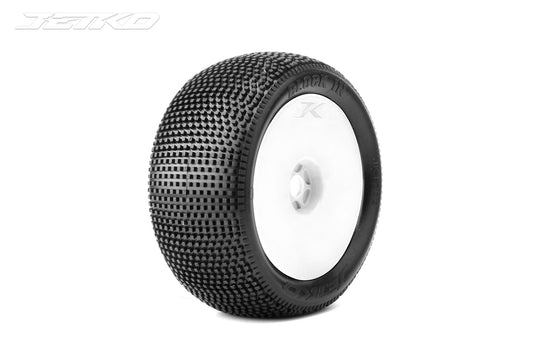 BLOCK IN 1/8 Truggy Wheel and Tire Pair Ultra Soft White Rim by Jetko