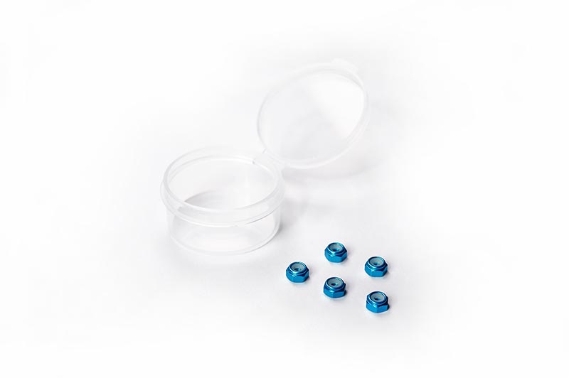 M2 Aluminum Nylon Lock Nuts Mini-Z Blue (w/container) (5) by Koswork