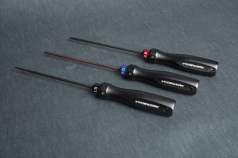 Hex Wrench Set 1.5mm, 2.0mm & 2.5mm (w/120mm Tip) (Alum. Tri Handle) by Koswork