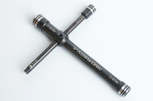 Glow Plug/Clutch Nut Cross Wrench (Nut 7, 8, 10mm & Hex 5mm) by Koswork