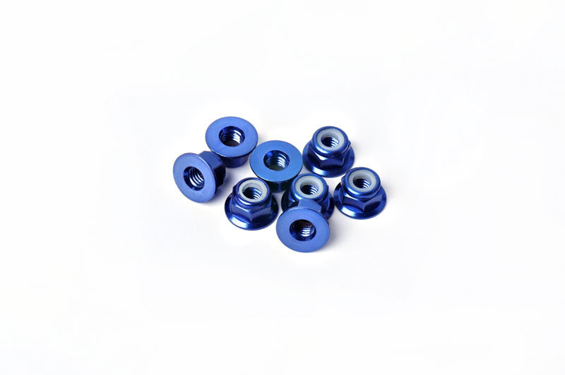 M4 Aluminum Flanged Nylon Lock Nuts Blue (w/container) (8) by Koswork