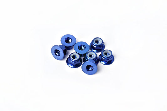 M4 Aluminum Flanged Nylon Lock Nuts Blue (w/container) (8) by Koswork